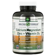 Amazing Nutrition, カルシウム マグネシウム 亜鉛＋ビタミンD3、タブレット300粒