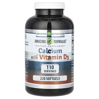 Amazing Nutrition, Amazing Formulas, 비타민D3 함유 칼슘, 소프트젤 220정