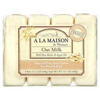 A La Maison de Provence‏, Hand & Body Bar Soap, Oat Milk, 4 Bars, 3.5 oz (100 g) Each