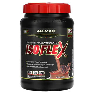 ALLMAX, Isoflex, чистый изолят сывороточного протеина (фильтрация ИСП частицами, заряженными ионами), со вкусом шоколада, 907 г (32 унции)
