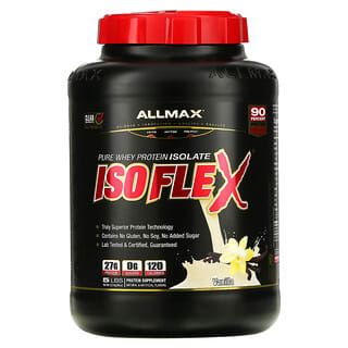ALLMAX, Isoflex, proteína de suero de leche aislada ultra pura al 100 % (filtración de partículas con carga iónica WPI), vainilla, 5 lbs (2.27 kg)
