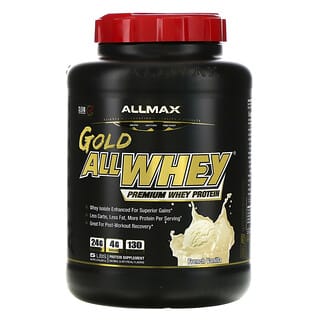 ALLMAX, AllWhey Gold, 100 % de protéines de lactosérum + Isolat de protéines de lactosérum de qualité supérieure, vanille française, 5 kg (2,27 kg)