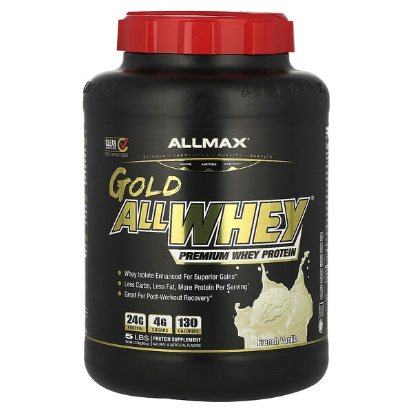 ALLMAX, Gold AllWhey，優質乳清蛋白，法國香草味，5 磅（2.27 千克）