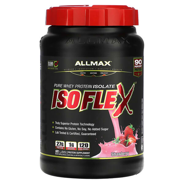 ALLMAX, Isoflex，全超純乳清分離蛋白，草莓味，2 磅。（907 克）