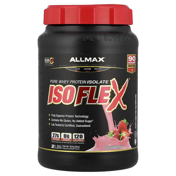 ALLMAX, Isoflex，全正分離乳清蛋白，草莓味，2 磅（907 克）