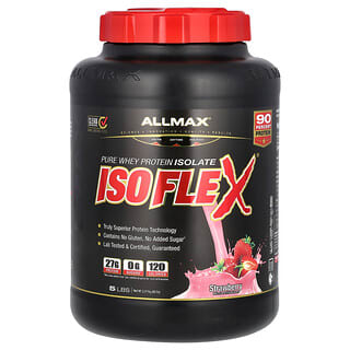 ALLMAX, Isoflex, 100 % Isolat ultra-pur de protéines de lactosérum (WPI Filtration des particules par ions chargés), Fraise, 5 lbs (2,27 kg)
