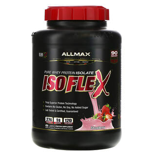 ALLMAX Nutrition, Isoflex, 100 % Isolat ultra-pur de protéines de lactosérum (WPI Filtration des particules par ions chargés), Fraise, 5 lbs (2,27 kg)