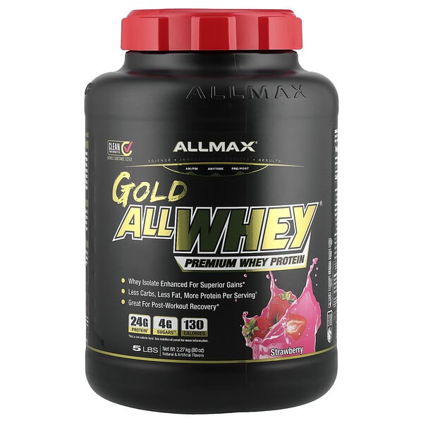 ALLMAX GOLD ALLWHEY®, Premium Whey Protein, Strawberry, 5 lbs (2.27 kg)
