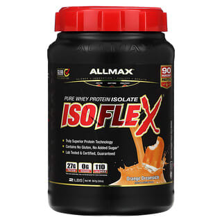 ALLMAX, Isoflex, 100 % aislado de proteína de suero de leche puro, Helado de naranja, 907 g (2 lb)