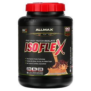 ALLMAX, Isoflex, 100% ультра-чистый изолят сывороточного протеина (фильтрация отрицательно заряженными ионами), шоколад и арахисовое масло, 5 фунтов (2,27 кг)