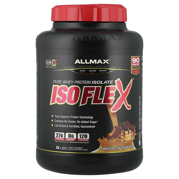 ALLMAX, Isoflex，全分離乳清蛋白，巧克力花生醬，5 磅（2.27 千克）