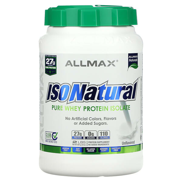 ALLMAX, IsoNatural, 純分離乳清蛋白，原味，2 磅（907 克）