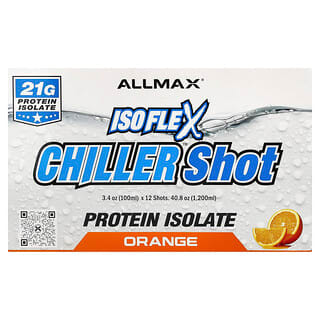ALLMAX, Isoflex®, Chiller Shot™, Aislado de proteína, Naranja, 12 shots, 100 ml (3,4 oz) cada uno