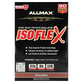 ALLMAX, ISOFLEX®, Aislado de proteína de suero de leche puro, Chocolate, 10 paquetes, 30 g (1,1 oz) cada uno