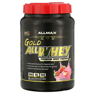 ALLMAX Nutrition, AllWhey Gold، بروتين شرش لبن ممتاز 100%، بطعم الفراولة، رطلان (907 جم)