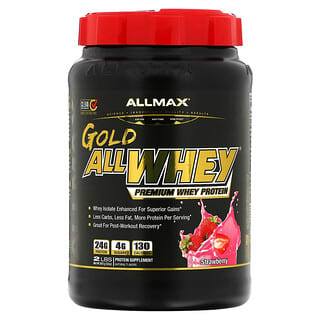 ALLMAX, AllWhey Gold, 100% de proteína de suero de leche prémium, Fresa, 907 g (2 lb)