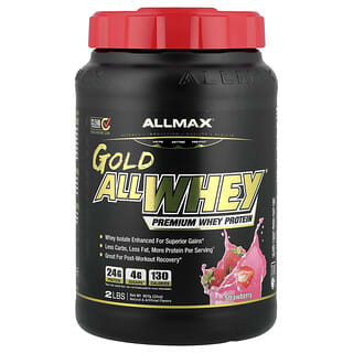 ALLMAX, AllWhey Gold, 100% сывороточный белок премиум-качества, со вкусом клубники, 907 г (2 фунта)
