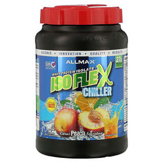 ALLMAX Nutrition, Refroidisseur Isoflex, isolat 100% ultra-pur de protéines de lactosérum (filtrage de particules chargées par ions WPI), sensation de pêche aux agrumes, 2 lb (907 g)