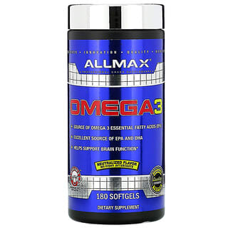 ALLMAX, Omega-3, Ultra-Pure Cold-Water Fish Oil Concentrate, 180 Softgels