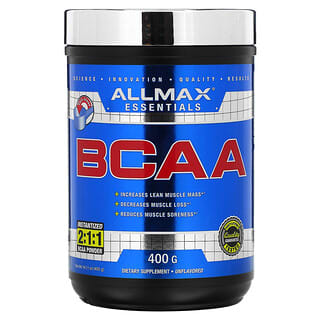 ALLMAX‏, BCAA, מתמוסס בקלות, יחס של 2:1:1, אבקה ללא תוספת טעם, 400 גרם