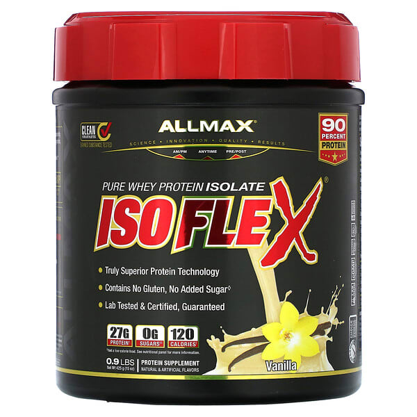 ALLMAX, Isoflex，全分離乳清蛋白，香草味，0.9 磅（425 克）