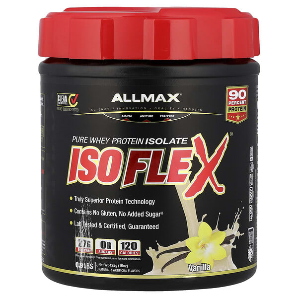 ALLMAX, ISOFLEX®，全分離乳清蛋白，香草味，0.9 磅（425 克）