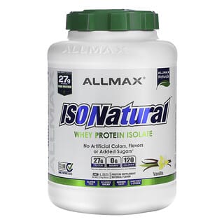 ALLMAX, IsoNatural, Aislado de proteína de suero de leche, Vainilla, 2,27 kg (5 lb)