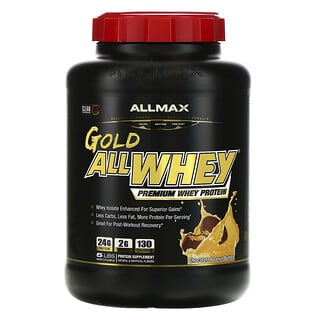 ALLMAX, AllWhey Gold، 100 % بروتين شرش اللبن الممتاز، نكهة زبدة الفول السوداني والشيكولاتة، 5 رطل. (2.27 كجم)