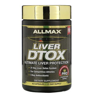 ALLMAX Nutrition, Liver Dtox with Extra Strength Silymarin (Mariendistel) und Kurkuma (95% Curcumin), 42 Kapseln