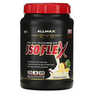 ALLMAX Nutrition, Isoflex, Aislado de proteína de suero de leche puro (filtración de partículas cargadas de iones WPI), Piña y coco, 907 g (2 lb)