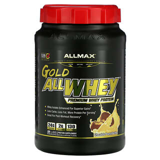 ALLMAX Nutrition, AllWhey Gold، بروتين مصل اللبن 100٪ + بروتين مصل اللبن الممتاز المعزول، زبدة الفول السوداني بالشوكولا، 2 رطل (907 غرام)