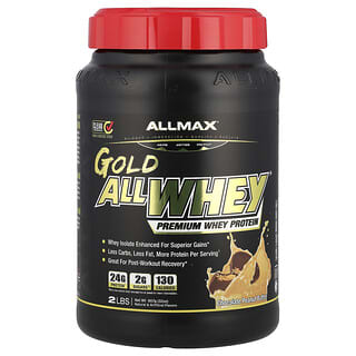 ALLMAX, AllWhey Gold, 100 % proteína de suero de leche + aislado de proteína de suero de leche premium, chocolate y mantequilla de maní, 2 lb (907 g)