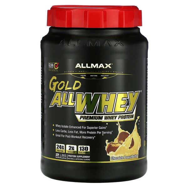 ALLMAX, AllWhey Gold, 全乳清蛋白+優質分離乳清蛋白，巧克力花生醬，2磅（907克）