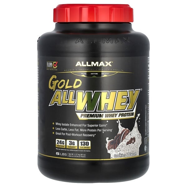 ALLMAX, Gold AllWhey，高級乳清蛋白，曲奇奶油味，5 磅（2.27 千克）