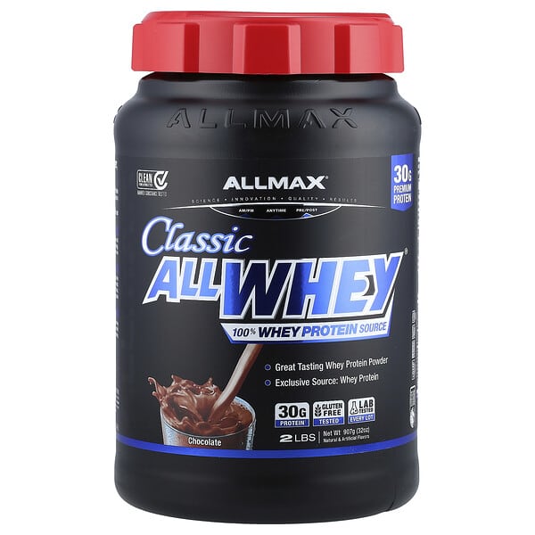ALLMAX CLASSIC ALLWHEY®, 100% Whey Protein Source, Chocolate, 2 lbs (907 g)