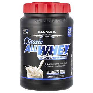 ALLMAX, Classic AllWhey®, 100 % fuente de proteína de suero de leche, Vainilla, 907 g (2 lb)