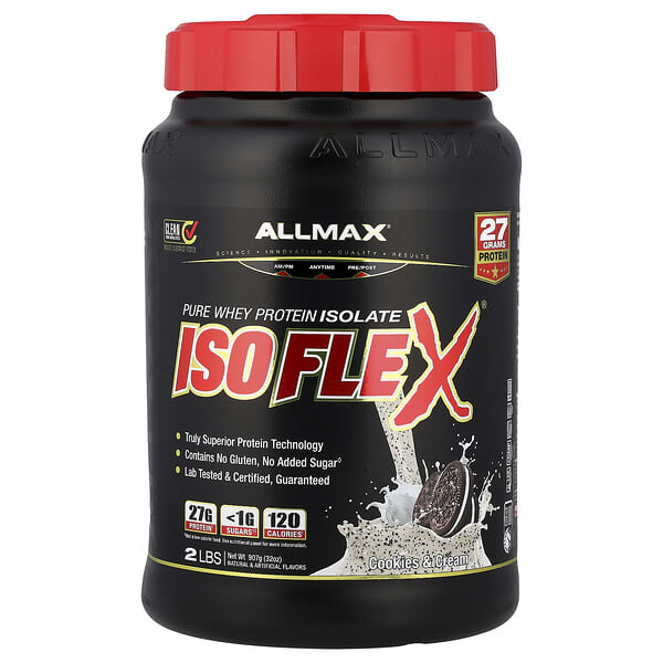 ALLMAX, ISOFLEX®，全分離乳清蛋白，曲奇和奶油味，2 磅（907 克）
