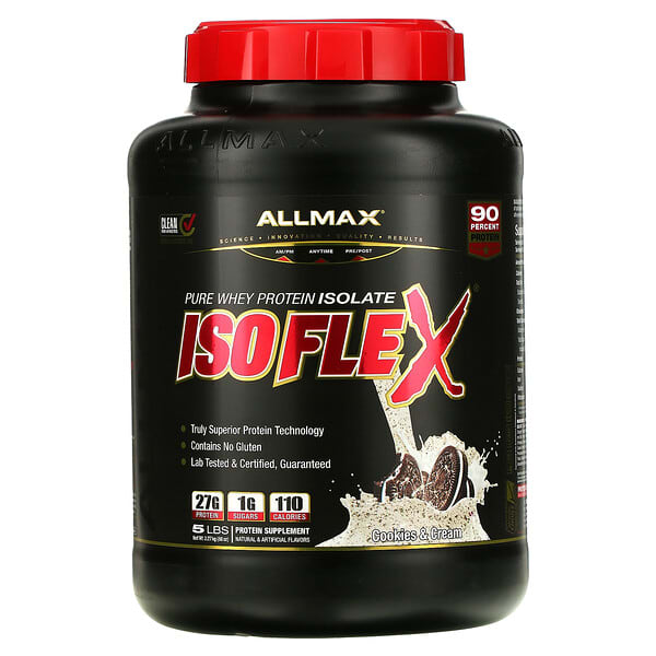 ALLMAX‏, Isoflex، بروتين مصل اللبن المعزول النقي، بنكهة البسكويت والكريمة، 5 أرطال (2.27 كجم)