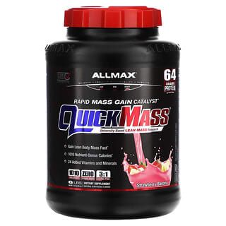 ALLMAX, Quick Mass, Catalyseur à gain de masse rapide, Fraise et banane, 2,72 kg (6 lb)