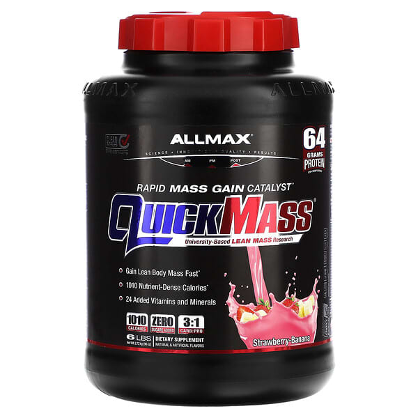 ALLMAX, クイックマス、高速増量促進、ストロベリーバナナ、6ポンド (2.72 kg)