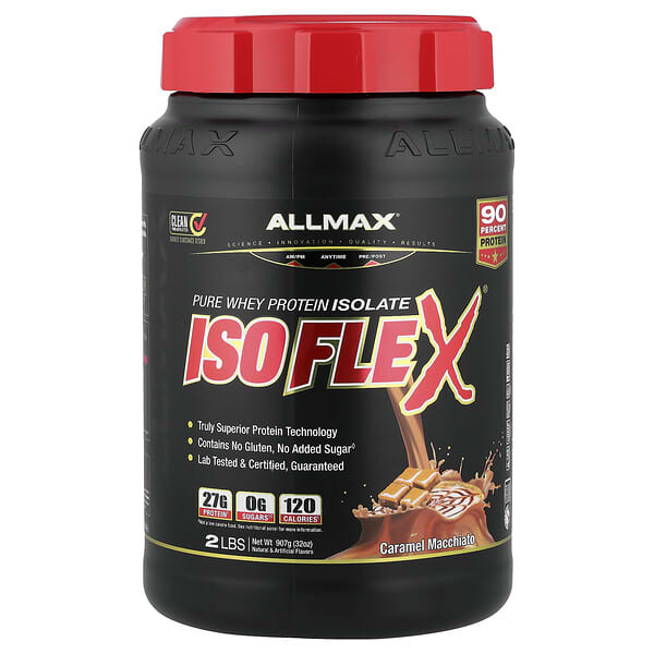 ALLMAX, ISOFLEX®，全分離乳清蛋白，焦糖瑪奇朵味，2 磅（907 克）
