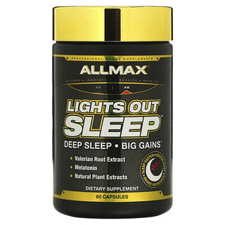ALLMAX‏, Lights Out Sleep، الميلاتونين + GABA + جذور الناردين المخزني، 60 كبسولة نباتية