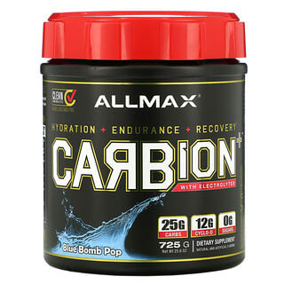 ALLMAX Nutrition, CARBion+‎ مع إلكتروليتات، حلوى القنبلة الزرقاء، 25.6 أونصة (725 جم)