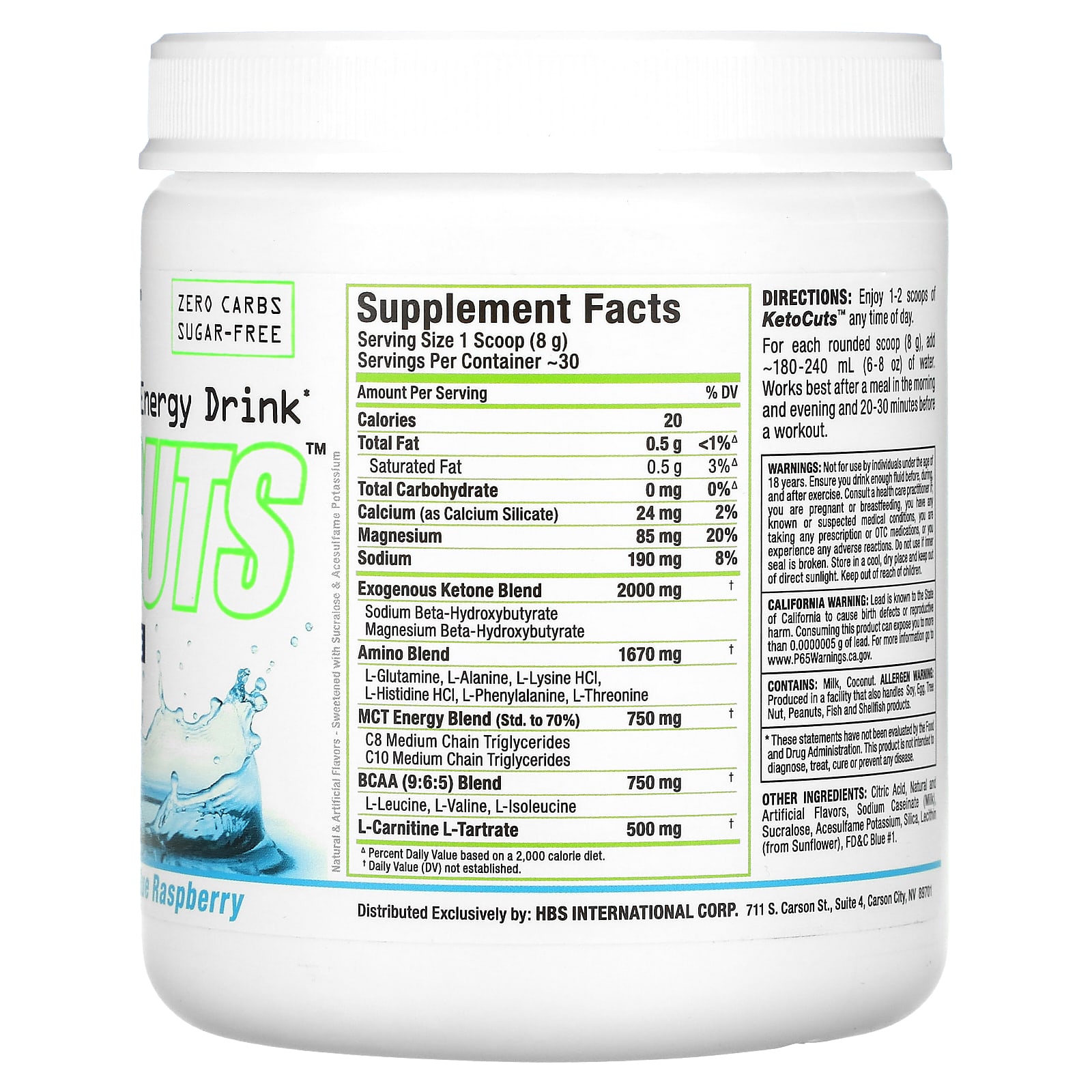 ALLMAX, KetoCuts, Ketogenic Energy Drink, Blue Raspberry, 8.47 oz (240 g)