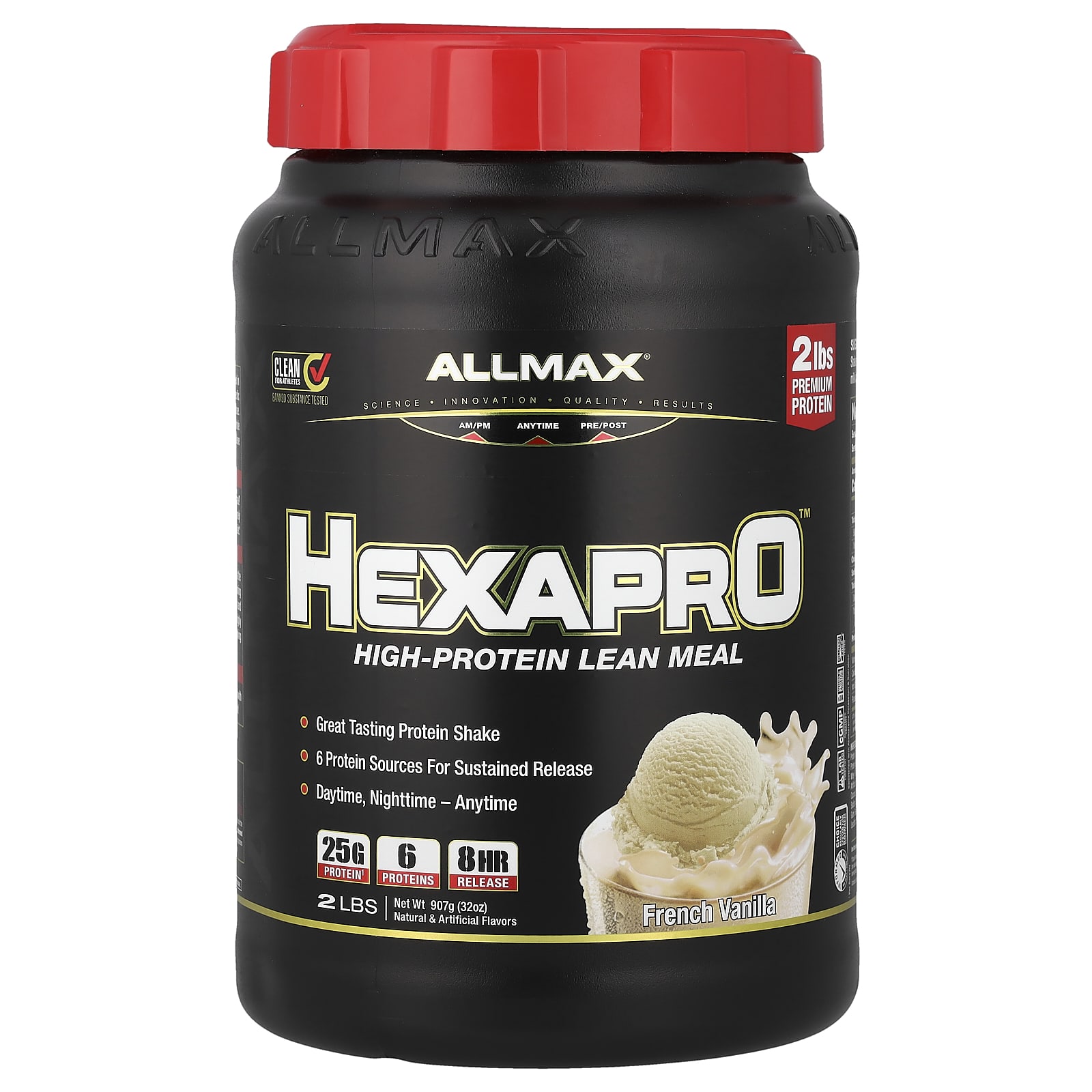 ALLMAX, Hexapro™, высокопротеиновый нежирный рацион, французская ваниль, 907 г (2 фунта)