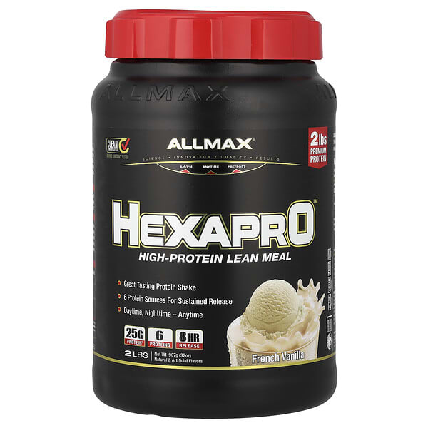 ALLMAX, Hexapro™，高蛋白增肌健身粉，法國香草味，2 磅（907 克）