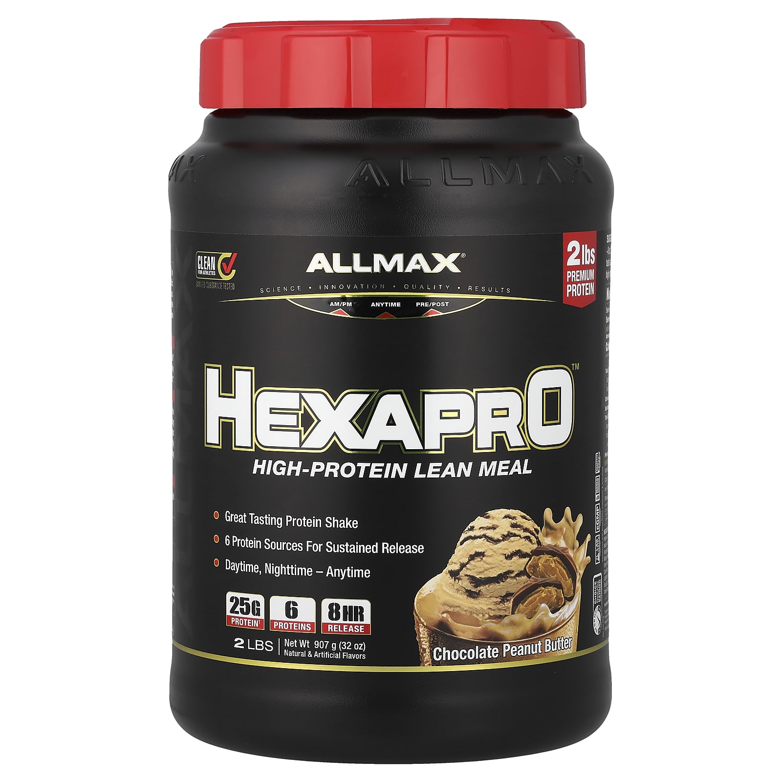 ALLMAX, Hexapro™, высокопротеиновая нежирная мука, шоколад и арахисовое масло, 907 г (2 фунта)