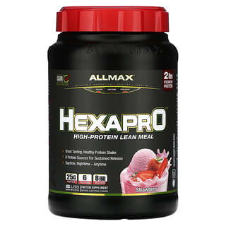 ALLMAX‏, Hexapro ، وجبة خالية من الدهون عالية البروتين ، الفراولة ، 2 رطل (907 جم)