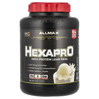 أولماكس‏, Hexapro ™ ، وجبة خالية من الدهون عالية البروتين ، الفانيليا الفرنسية ، 5 أرطال (2.27 كجم)