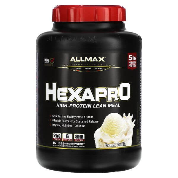 ALLMAX, Hexapro（ヘクサプロ）、ウルトラプレミアム6プロテインブレンド、フレンチバニラ、2.27kg（5lbs）